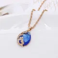 Women Rhinestone Peacock Pendant Necklace Earrings Ring Jewelry Set. 