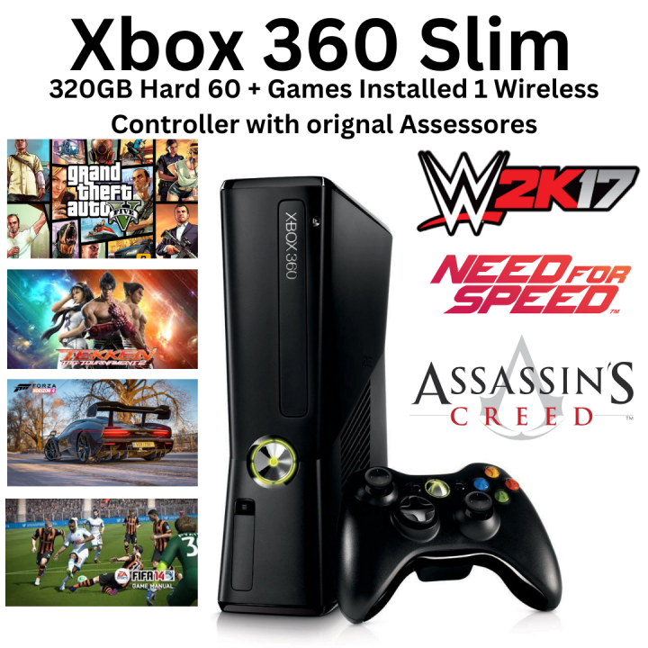 Xbox 360 Slim JTAG | 320GB HDD | 60-80 Games Installed | Wireless Controller | HDMI + Power Cable | Full Box | Ready to Play