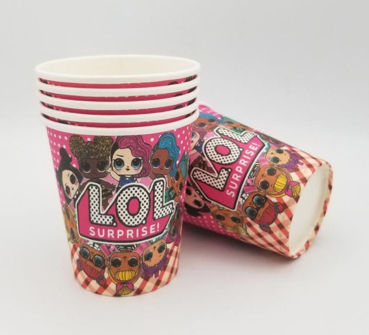 LOL SURPRISE THEME PAPER CUPS PACK OF 10 PARTY TABLWARE PAPER CUPS