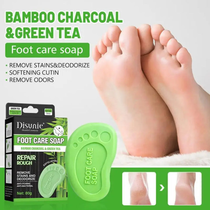 Foot Care Soap Scrubber Green Tea Soap Bar With Organic Oil Removes Dead Skin Cell 80G