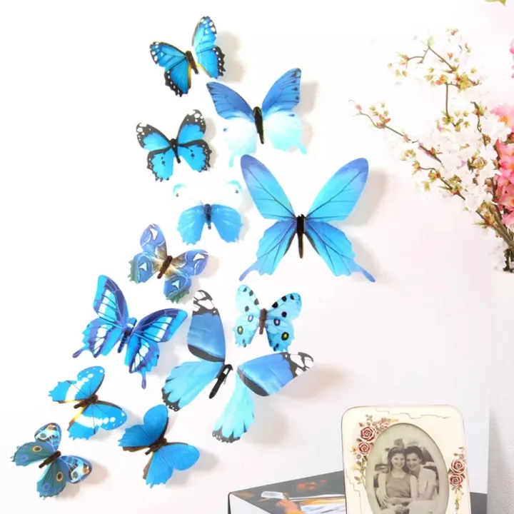 12%20pcs%20PVC%203d%20Butterflies%20Wall%20stickers%20For%20Home%20D%C3%A9cor%20Fridge,%20Doors,%20Walls,%20Kitchen%20-%20Image%203