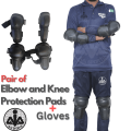 3 in 1 Set of Bike Riding Gear, Knee, Elbow, Gloves, Biker Protective Gear, Pair of Elbow and Knee Pad Black For Bikers, Bikers Protector Safety Pad, Cycling Knee Pads and Elbow Pads, Outdoor Knee Pads & Elbow Pads Set, AAI Sports. 