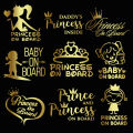 3D Vinyl Car Stickers Princess Baby On Board Funny Decals Girl Daughter Warning Sign Sticker On Auto Car Styling Decorations. 