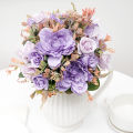 Beautiful Autumn Orange Artificial Peony Flowers Silk Rose Plants Accessories Faux Grass Wedding Party Home Fall Decoration. 