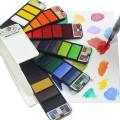 Superior 33 Colors Pigment Paints Set Premium Solid Watercolor With Water brush For Drawing Painting Art Supplies. 