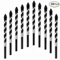 Multipurpose Drill Bits, 10-Piece 6mm Multi-material Drill Bit Set for Drilling in Tile, Glass, Concrete, Brick, Wood, and Plastic, Tungsten Carbide Tipped Masonry Drill Bit Set. 