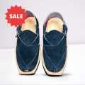Norozi blue chappal with tire sole. 
