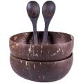 Coconut Bowls and Wooden Spoons for Serving Noodle,Pasta,Smoothie,Porridge,Handicraft Decoration Coconut Shell Bowl. 