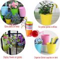 2 PCS Hanging Flower Pots, Plant Hanger Metal Iron Flower Holders Bucket Railing Hanging Planters for Indoor Outdoor Balcony Garden Planter Wall Fence with Detachable Hook Home Décor, Robust Hanging Pot with Hook. 