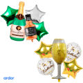 Wine Bottle, Wine Glass 5 pcs Foil Balloons Set l Birthday, Bachelorette Party Decor. 