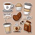 Coffee Sticker - 9 Stickers - Stickers for Laptop - Stickers for Mobile Back Cover 2 Inch X 2 Inch each sticker Size. 