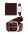 Pack of 3 Casual Leather Belts,Wallet and Watch For boys & Men's. 