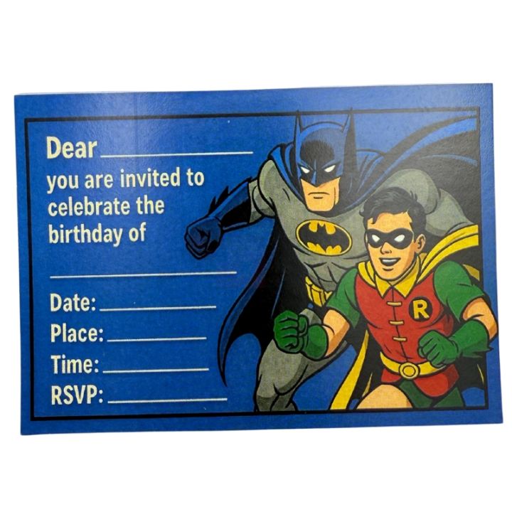 Batman%20And%20Robin%20Invitation%20Cards%20-%204%20Inch%20By%203%20Inch%20-%20Batman%20Theme%20-%20Blue%20-%20Boys%20-%20Pack%20Of%208%20-%20Image%202