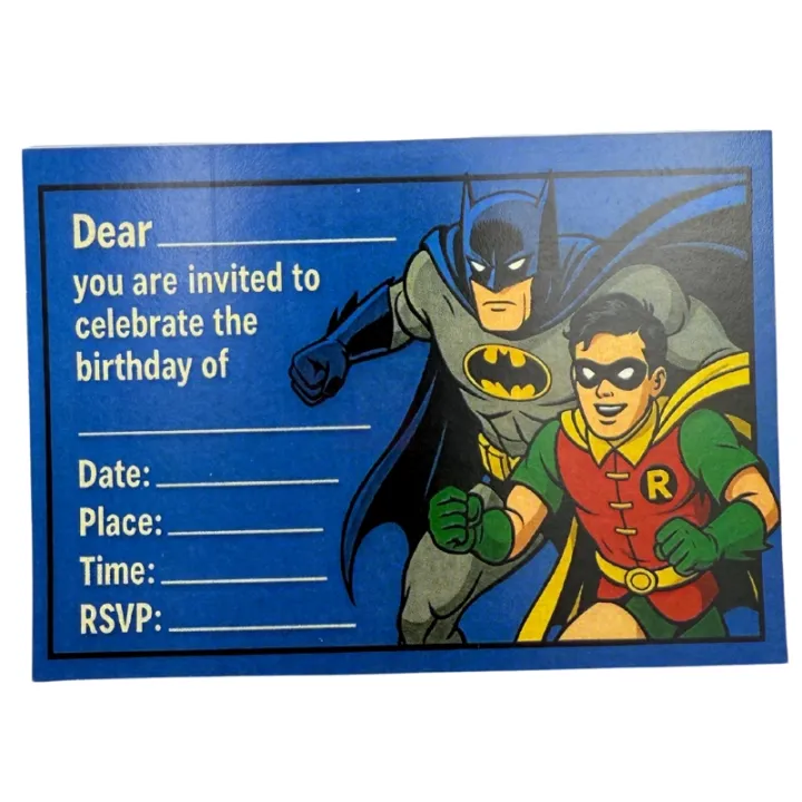 Batman%20And%20Robin%20Invitation%20Cards%20-%204%20Inch%20By%203%20Inch%20-%20Batman%20Theme%20-%20Blue%20-%20Boys%20-%20Pack%20Of%208%20-%20Image%202