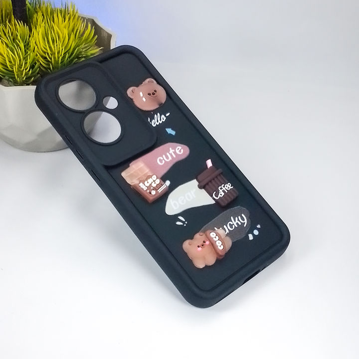 Oppo Reno 11F 5G Sweet Bear&Coffee Back Case (Black)