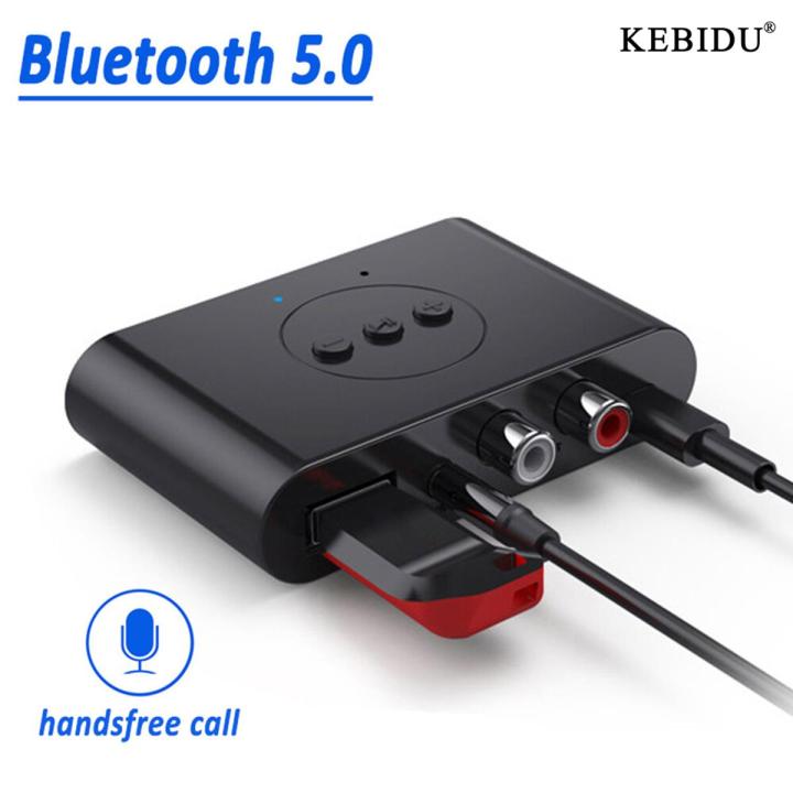 Kebidu Bluetooth 5.0 Audio Receiver RCA 3.5mm AUX Jack Stereo Music Wireless Adapter with Mic for Car Speaker