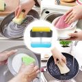 2 in 1 Scrubbing Liquid Detergent Dispenser Press-type Liquid Soap Box Pump Organizer with Sponge Kitchen Tool. 