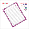 Assignment Sheets- Paper- Pages With Narrow Lines-  Color Border- 80 Sheets. 