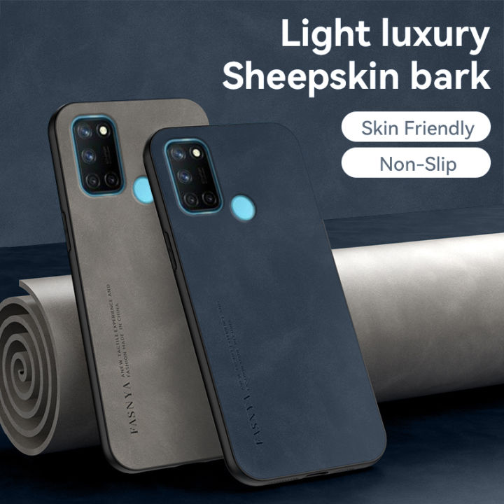 AnDyN Sheepskin Lambskin Case For Realme 7i Realme C17 Luxury Leather Phone Case Soft TPU Silicone Back Cover Lens Protect Shockproof Casing