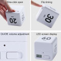 Slide Switch Productivity Timer Portable Rotating Pomodoro Timer with Led Display Adjustable Volume Cube Timer for Work Study Kitchen 1-60 Minutes Preset Sensor-controlled Favorite Two-level Volume. 