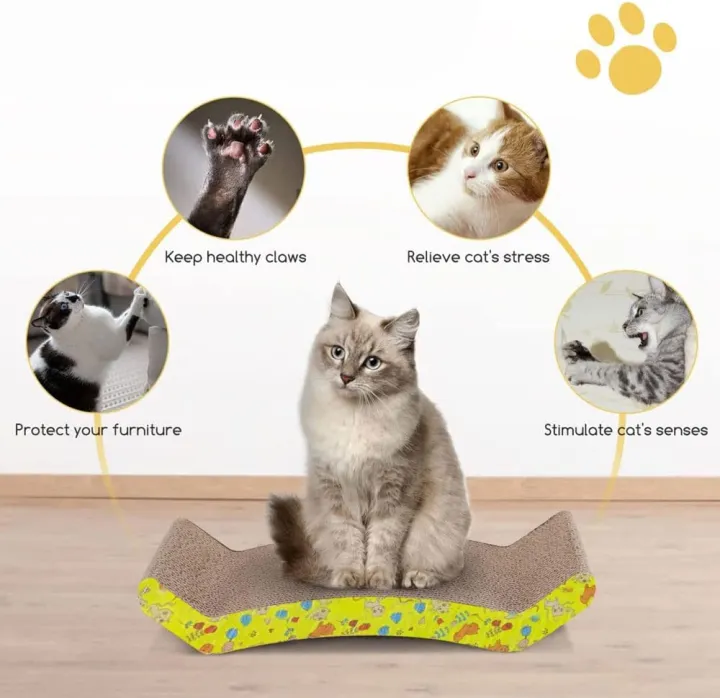 MARGOUN%20Cat%20Scratcher%20Cardboard%20Cat%20Scratch%20Pad%20Wave%20Design%20,%20Cardboard%20Scratch%20Post%20Catnip%20Bed%20-%20Image%207