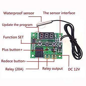 W1209 LED Digital Thermostat Temperature Control for Incubators Thermometer Thermo Controller Switch Module DC 12V Waterproof NTC Sensor