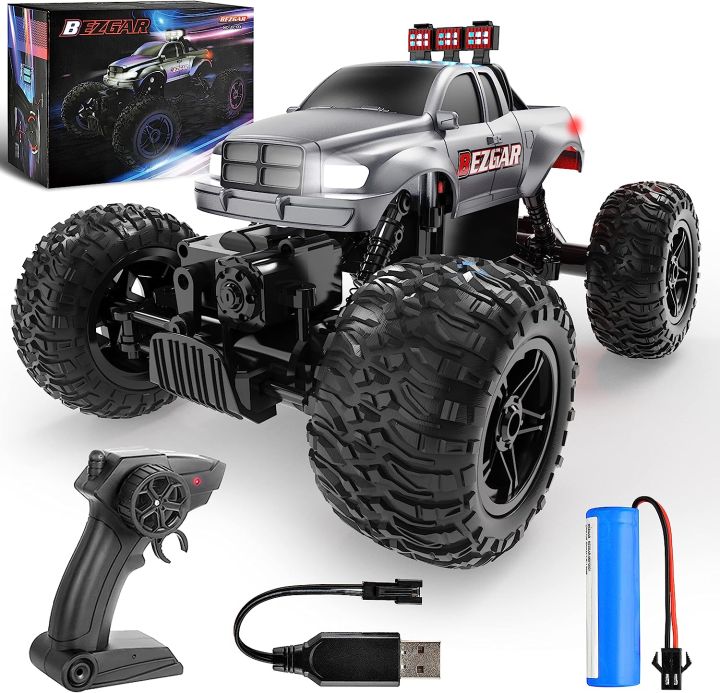 BEZGAR TC141 1:14 Scale Remote Control Car, All Terrains Electric Toy Off Road Waterproof RC Truck, Remote Control Monster Truck for Kids Boys with 2.4 GHz Remote Control and Rechargeable Battery