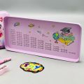 Geometry Pencil Box with Calculator for Boys & Girls Calculator Geometry Box with Magnetic Buttons 2 Compartments Pencil Box for Kids with Built-in Calculator & Sharpener Random Design Double Side Open School Stationery Storage Box. 