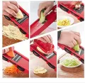 10 in 1 Mandoline Slicer Vegetable Cutter | Multifunctional Stainless Steel Blade Chopper, Potato Peeler, Carrot & Cheese Grater, Dicer Kitchen Tool with Storage Box – Pink. 