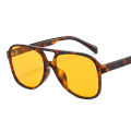 Killer Bzzo Fashion Pilot Oversized Sunglasses Woman Personality Double Bridges Sun Glasses Female Retro Leopard Orange Mirror Eyewear. 