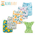 Unisex ! ALVA Baby Cloth Diaper 【without insert】Printed Reusable Washable Pocket Nappy One Size Adjustable Fit 3-15kg Newborn To 3 Years Old Babies. 