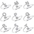 Elegant Initial Letter A-Z Crystal Zircon Fashion Rings with 1-Year Warranty. 