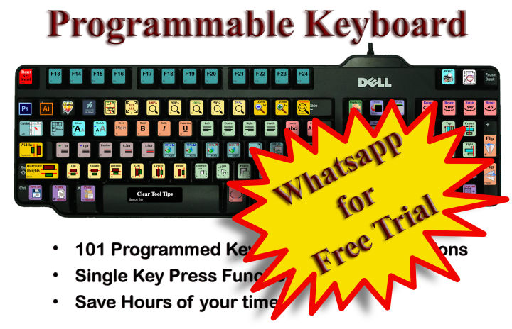 Programmable Keyboard 101 keys pre Programed with AutoHotKey for Pիotosիop Illustrator CorelDraw FreeHand