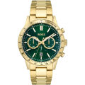 Hugo Boss Allure Gold Stainless Steel Green Dial Chronograph Quartz Watch for Gents - 1513923. 