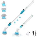 Electric Spin Scrubber,Long Handled Cleaning Brush Electric Chargeable Cleaning Brush Drill Brush Abstract Plastic Electric Spin Scrubber Machine Floor Tiles Cleaner Tool with 3 Replaceable Brushes and Long Extension. 