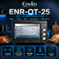 Enviro ENR-OT-25 25L Oven Toaster with Rotisserie, Convection, Bake, Toast & Grill Functions, 1500W Power, Independent Top & Bottom Heating, 60-Min Timer, Black. 