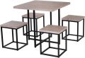 5 Piece Dining Table Set, Dining Set for 4 with Square Stools, Small Kitchen Table Set with Metal Frame, Compact Design for Small Space, Home Kitchen. 