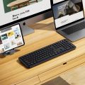 Jelly Comb Rechargeable Bluetooth Keyboard, 2.4G Wireless Multi-device Bluetooth Keyboard Switch to 3 Devices Compatible with iOS, Android, Mac OS, Windows. 