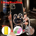 [With Tempered Glass]Casing SAMSUNG A03 5g phone case Softcase Electroplated silicone shockproof Protector Smooth  Cover new design aesthetic with holder Rabbit DDMTSL01. 