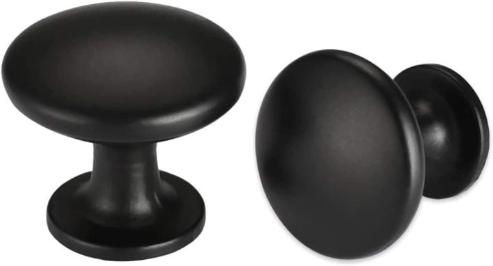 Drawer Pulls and Knobs,1-1/4" Diameter Matte Black Round Knobs for Cabinets, Drawers, Solid Zinc Alloy Dresser Handles, Pack Of 2, 4, 10 And 20