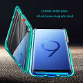 Biruiqu For Samsung Galaxy S9 S9 Plus Magnetic Absorption Case Metal Frame Shockproof Double Sided Tempered Glass Magnetic Case Cover. 