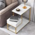 Living Room Furniture Living Room Sofa Table With Drawer, Marble Pattern Wooden Side Table for Office Indoor Balcony Leisure Reading Table can Store Magazines. 