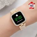 HOT DEAL NO 1 Full Diamond Touch Screen LED Watch Steel Chain with Diamonds Ladies Korean watches for girls Ins Girls Alloy Ribbon Streamer Watch Female Accessories ladies watch. 