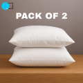 Pack Of 2 - Pillow  - White Pillow - Designed For Back & Side Sleepers -  Pillows - White Ball Polyester Fibre Pillow - Pillows For Bed - Lightweight & Non Allergic - Pillow With Zip Closure. 