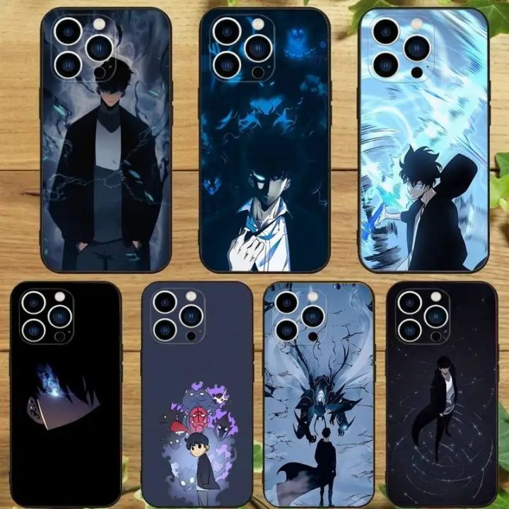 Anime Solo Leveling Phone Case For iPhone 15 14 13 12 11 Pro Max Xs Xr X 7 8 Plus 12 13 Mini Black Cover