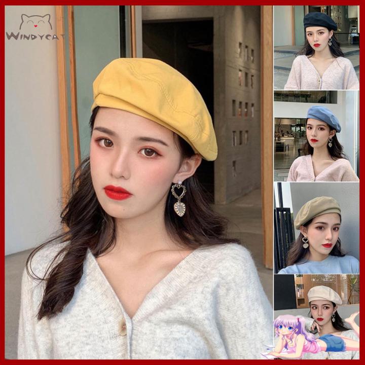 Windycat Fashion Woman Solid Color Girl Beret Beanie Cap Painter Summer Spring Sun Hat