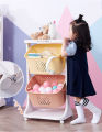 Home DIY 2- 3 Layer Storage Rack Wheels Plastic Bins Kid Toy Storage Organizer With Plastic Bins. 