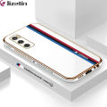Jizetin (Free Lanyard) for Vivo V20 SE Back Cover Car Track Luxury 6D Plating Case Side Pattern Soft Silicone Square Phone Cases. 