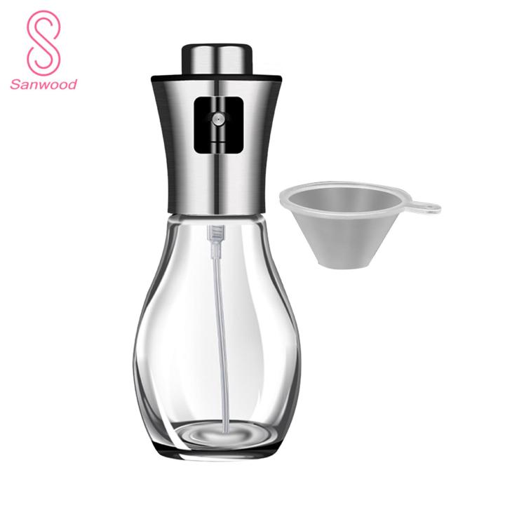 Olive Oil Spray Bottle 200ml Glass Olive Oil Sprayer Anti-slip Press Top Kitchen Oil Misting Tool for Oil Control Kitchen Gadget