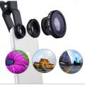 Mobile Camera Lens Selfie Mobile  3 In 1 - Clear Zoom Phone Clip Lenses Fish Eye Wide Angle Macro Camera. 